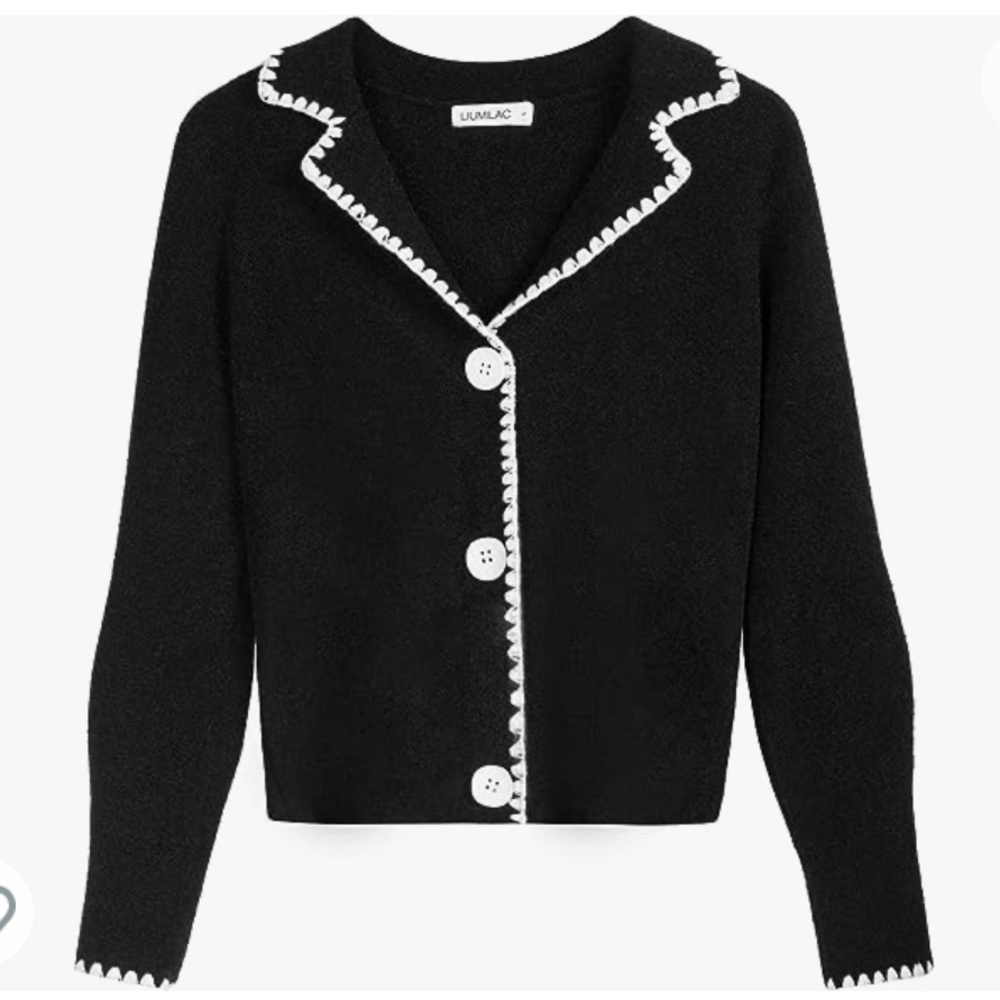 Liumilac lapel collar cardigan sweater